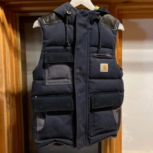 Chaleco de plumón eYe JUNYA WATANABE MAN Carhartt con capucha azul marino algodón para hombre XS - Imagen 1 de 10
