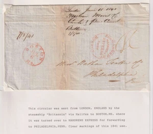 E3768: 1841 Boston, Mass Hardnens Express Stampless Cover - Picture 1 of 3