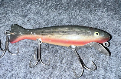 Antiguo señuelo de pesca de madera vintage Paw Paw Caster 4-1/2" (#2061) Foto 1 de 4