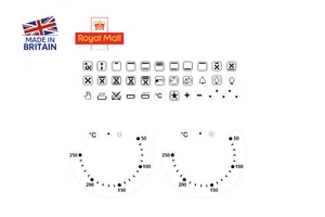Oven Temperature Decals Stickers 50-250 & 36 replacement oven symbols decals - Picture 1 of 1