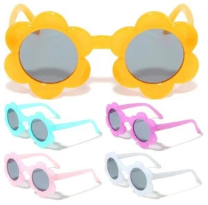 KIDS YOUTH GIRLS SUNFLOWER SHAPED SUNGLASSES RETRO CLASSIC CASUAL FASHION CUTE - Picture 1 of 7