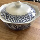 Willow Pattern Octagon Serving Dish & Lid 12? Across Very Good Condition
