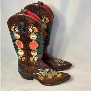 Macie Bean Western Boots Cowboy Never Promised You a Rose Garden Size 7.5 Floral - Picture 1 of 8