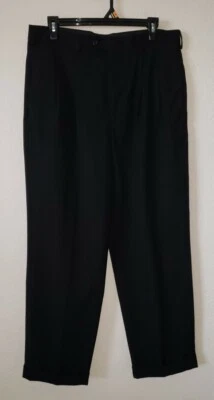 John Henry Men's Long Pants Slacks 34/29 Classic Fit Pleated Front Black  - Image 1 of 4