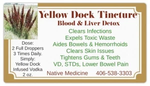 Yellow Dock Tincture Cleans Blood & Skin, Relieves Bowels, Clears Infections. - Picture 1 of 6
