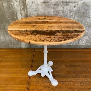 Mesa vintage con base de fundición y tablero de madera maciza | Fresno | Mesa de bistró | Mesa de jardín - Imagen 1 de 10