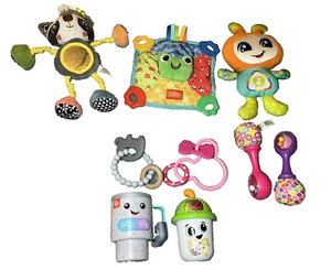 Toddler Toy Lot 9 Toys Rattle Teether Frog Blanket Lovey Interactive Laugh Learn - Picture 1 of 24