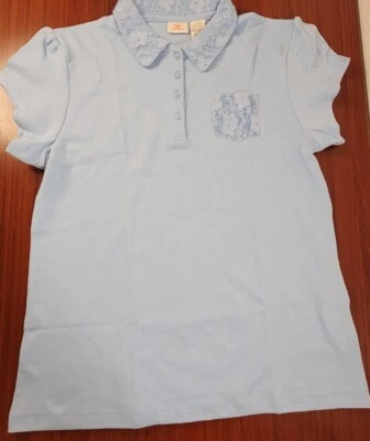 NWOT Dockers Girls Blue Polo With Lace Collar & Pocket. Sz 16/18 - Image 1 of 4