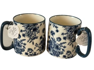 10 Strawberry St  Bella Mug  PAIR - 2  Blue & White Floral Bella   BRAND NEW - Picture 1 of 13