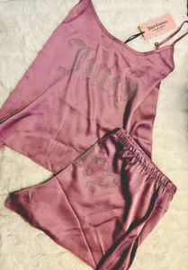 JUICY COUTURE RHINESTONE SLEEPWEAR CAMI PAJAMA SHORT SET SZ XL LAVENDER PURPLE - Picture 1 of 6