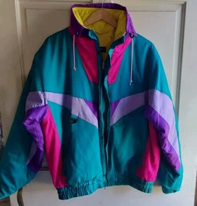 Chaqueta Abrigo Nevica Esquí Nieve Vintage Años 80 90 Talla 40 Cremallera Frontal Completa Grandes Colores - Imagen 1 de 11
