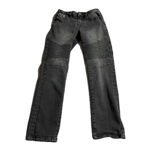 True Religion Boys Jeans Size 10 Geno Relaxed Slim Faded Black Biker Moto Denim - Picture 1 of 15