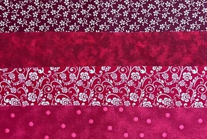 Roter Stoff Schrott Menge Baumwollreste 3 Unzen Steppen Handwerk Stoff - Bild 1 von 3