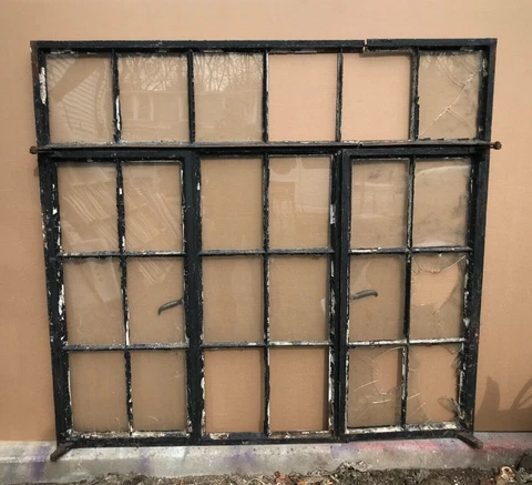 VTG 24 Lite Triple Casement Steel Shop Window for Repair or Parts 52x56 400-23B Cover