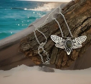 Labradorite Gemstone Butterfly Pendant Necklace -925 Silver plated- New - Bild 1 von 3