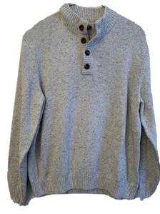 XXL Izod Men's Light Gray Henley Style Pullover Sweater Flecked Pattern - Picture 1 of 5