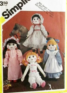 Bambola vintage anni 80 stoffa imbottita ragdoll modello artigianale 21" volto ricamato - Foto 1 di 2