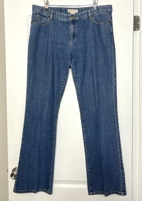 Pantalones de mezclilla para mujer Michael Kors de pierna recta talla 14 lavado medio tiro medio 37” cintura algodón Foto 1 de 4