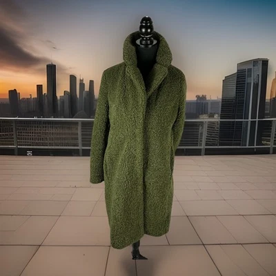 J.Crew Teddy Bear Sherpa Coat Green Knee Length Topcoat Jacket Small - Image 1 of 4