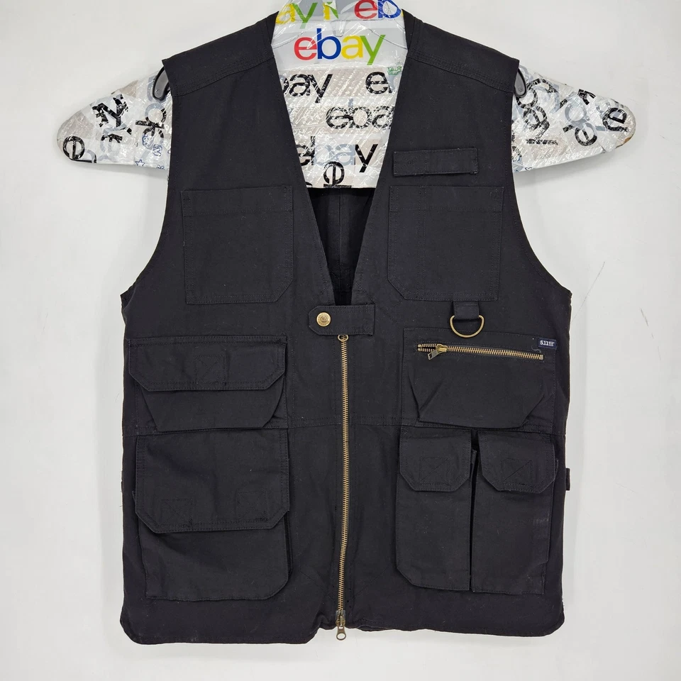 5.11 Tactical Vest Mens Medium Safari Black Utility Heavyweight Cargo Pockets - Image 1 of 4