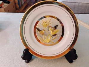"Plato decorativo para pájaros The Art of Chokin plateado y dorado 6,5""" - Imagen 1 de 5
