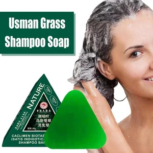 Nature Triangle Shampoo Bar, Nature Green Soap Shampoo, Usman Grass Shampoo HOT - Picture 1 of 9