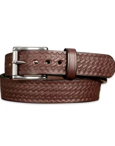 Genuine Leather Belt Sz 36 Silver Roller Buckle 1.5” US Woven Braid Design New - Picture 1 of 5