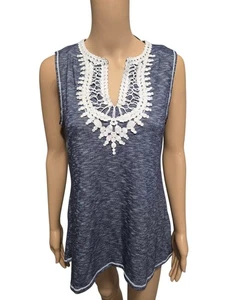 Max Studio women's XS blue v-neck sleeveless blouse tank blouse egypt - Picture 1 of 5
