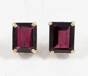 Granat Prinzessschliff Ohrringe in Gold (ungeprüft) 10 x 8 mm - Bild 1 von 10