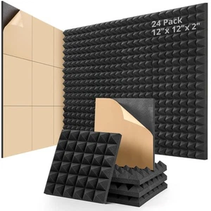 Acoustic Panels Acoustic Foam Self-Adhesive 24 Pack Soundproof Wall Panels - Picture 1 of 9