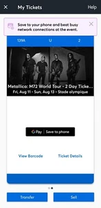 Metallica ticket Montreal 2 day pass 2023/08/11 and 2023/08/13, Instant Delivery - Picture 1 of 2