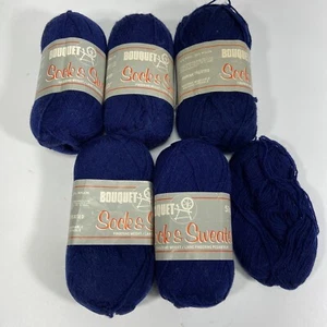 Bouquet Sock And Sweater Blue Fingerling Weight Yarn Wool/Nylon Blend 50g - Picture 1 of 5