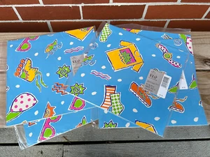 Hallmark Retro Vibes Blue Roller Skates Hat 90s Vintage Gift Wrap Wrapping Paper - Picture 1 of 6