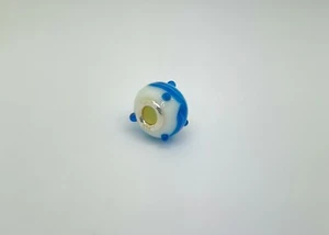 White And Blue Swirl With Beads Design Genuine 925 Sterling Silver Murano Charm - Picture 1 of 2