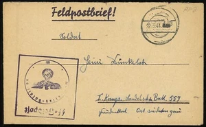 Alemania Segunda Guerra Mundial Escuadrón SS 1941 FeldPost Cubierta con Carta a Fürstenwalde - Imagen 1 de 4