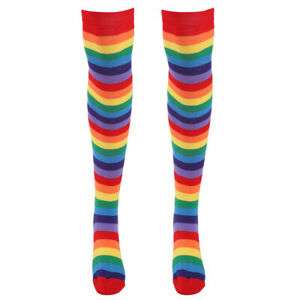 Rainbow Striped Knee Thigh High Socks / Arm Warmer Gloves Costume Accessories