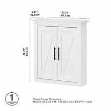 Key West Bathroom Wall Cabinet with Doors by Bush Furniture White Ash