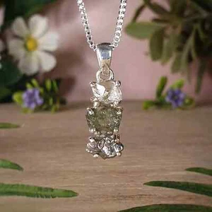 Moldavite, herkimer and Meteorite Campo Del Cielo genuine gemstone pendant - Picture 1 of 6