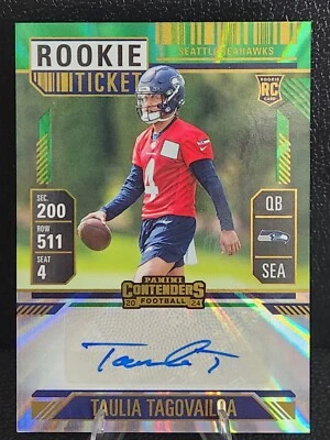 2024 Panini Contenders Taulia Tagovailoa Green Rookie Ticket Autograph Ungraded - Image 1 of 2