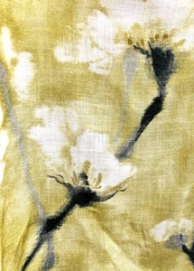ROBERT ALLEN Designer Floral Fabric Sample 17" Sq. Linen Blend Lemon Yellow - Picture 1 of 7