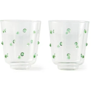 pols potten Nob Glass Tumbler Green Set Of 2 300ml - Picture 1 of 2