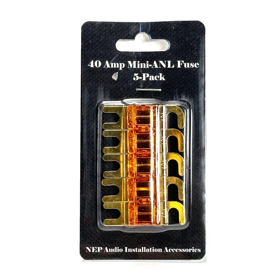 NEP AUDIO 5 Pack 40 Amp Mini ANL Fuse Gold Plated Car Audio