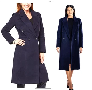 NEW kathy ireland Twill Wool-Blend Tailored COAT BLUE PLUS SZ 1X $179 - Picture 1 of 5