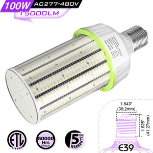 400W Equivalent LED Corn Light Bulb 15000 Lumen 100W 480V Shop Street Lighting - Picture 1 of 11
