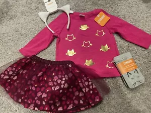 Gonna tulle nuova con etichette Gymboree ragazza oro rosa gatto leopardo AUTUNNO SET 4 pezzi 12 18 - Foto 1 di 7