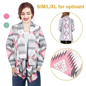 Women Open-front Cardigan Loose Long Sleeve Outwear Shawl Neck Jacket Coat Gift - Picture 1 of 14
