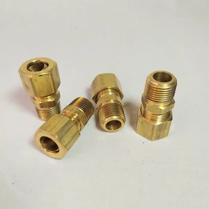 Parker Hannifin 68C-8-6 Brass Fitting 1/2 Comp Tube X 3/8 Male Npt, 4ea 1000 Psi - Picture 1 of 7