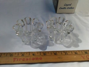 Vintage 1960s Crystal Candle Holders Robert Alan Candle Company Original box - Picture 1 of 4