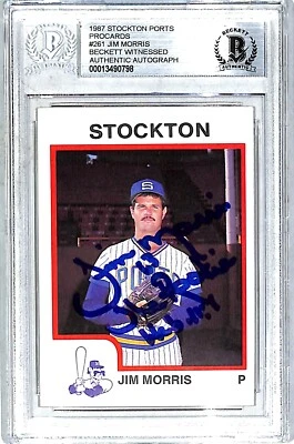 1987 Stockton Ports JIM MORRIS "The Rookie" Signed Card #261 SLABBED BAS Witness - Image 1 of 3