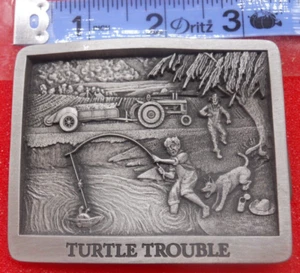 Vintage John Deere Turtle Trouble Belt Buckle - Picture 1 of 3